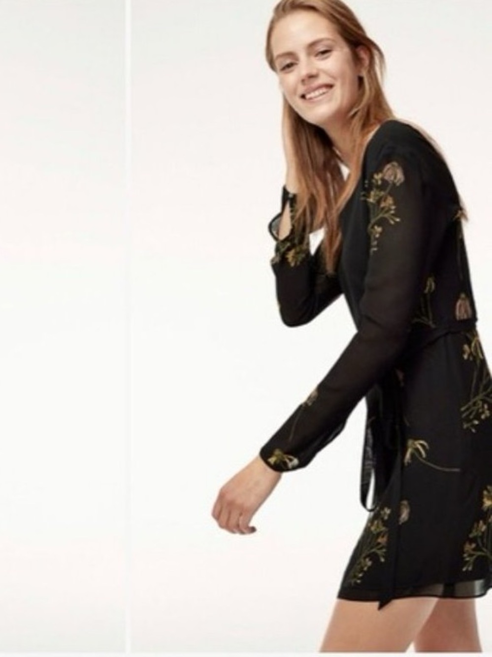 NWT ARITZIA LITTLE MOON Cordata Dress Black/ Gold Floral Dress
